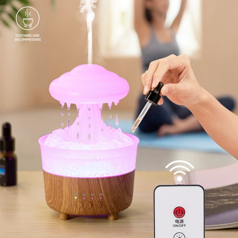 Rain Cloud Humidifier Mushroom Diffuser 7 Colors LED Lights Timing Essential Oils Diffuser Raindrops Air Humidifier Home Gift