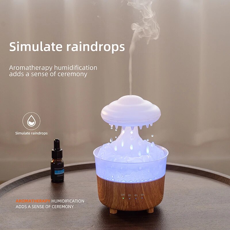 Rain Cloud Humidifier Mushroom Diffuser 7 Colors LED Lights Timing Essential Oils Diffuser Raindrops Air Humidifier Home Gift