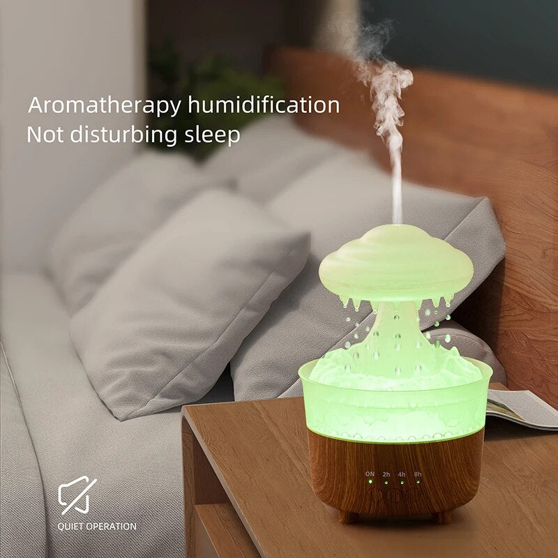 Rain Cloud Humidifier Mushroom Diffuser 7 Colors LED Lights Timing Essential Oils Diffuser Raindrops Air Humidifier Home Gift